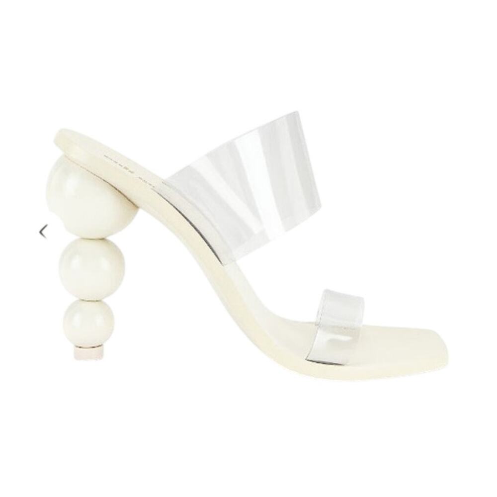 $428 Cult Gaia Vita Heeled Sandals 41 / 11 Off White Square Toe Leather